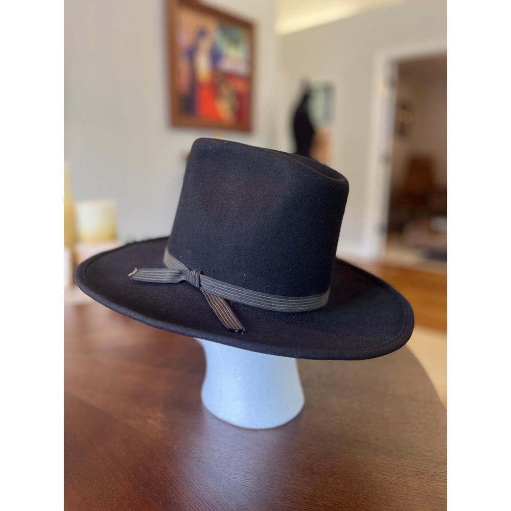Vintage Golden Gate Hat Co Black Wool Cowboy Hat Tioga 7 1/8 Open Crown Western
